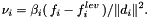 \[ \nu_i = \beta_i ( \, f_i - f^{lev}_i \, ) / \|d_i\|^2 . \]